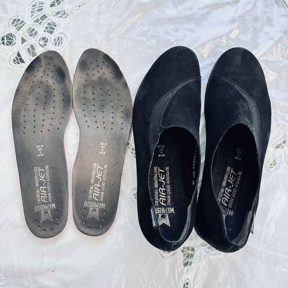 Mephisto Women’s Air-Jet Black Suede Leather Slip On Comfort Shoes US 8.5 /EU 39